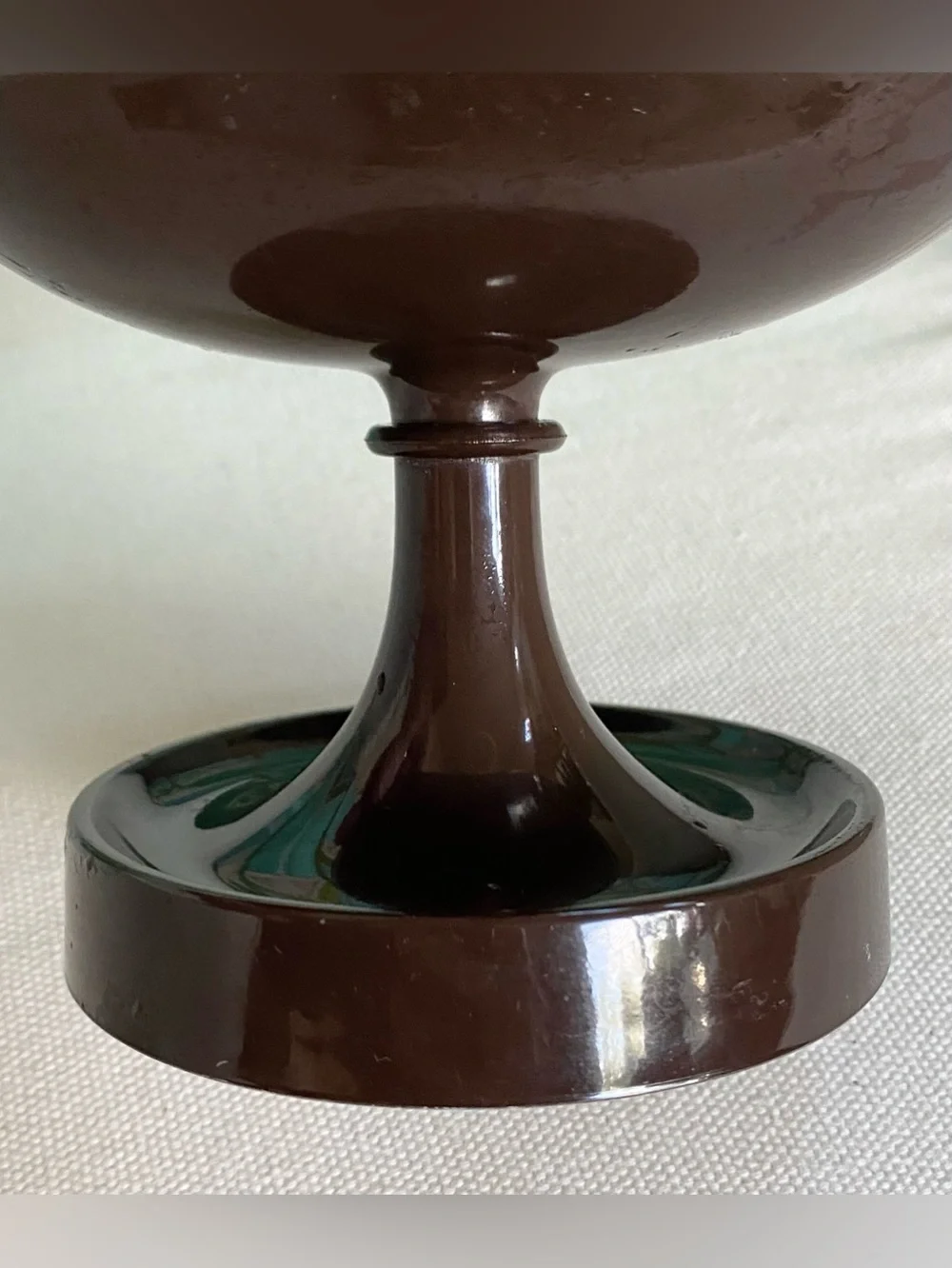 Vtg 70s Soap Dish Brown Plastic Pedestal Oval Altar Ware JI Japan